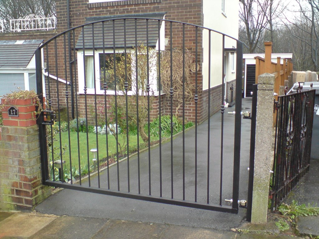 Single hinged gate, manufactured in house then painted Black