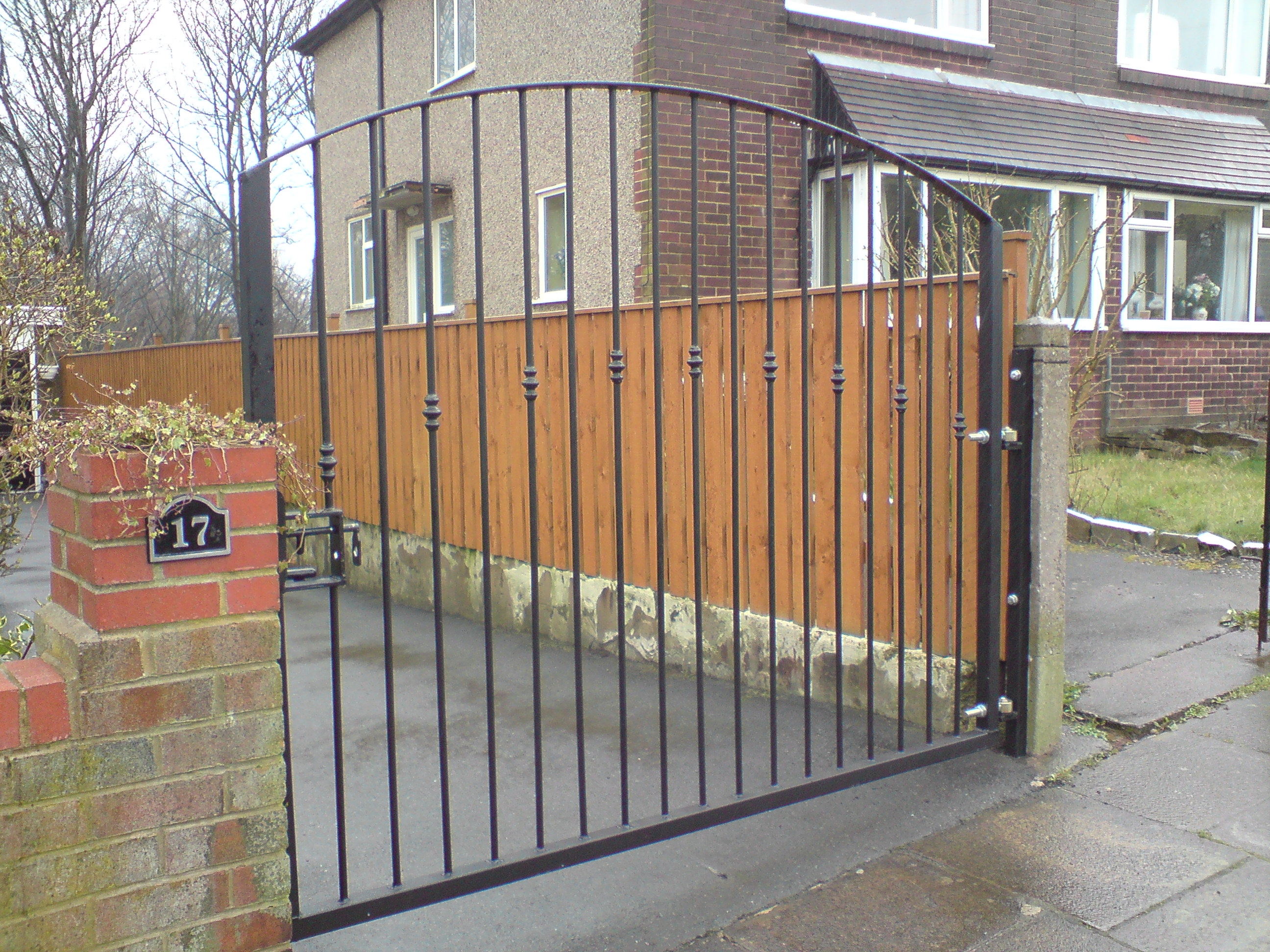 Single hinged gate, manufactured in house then painted Black