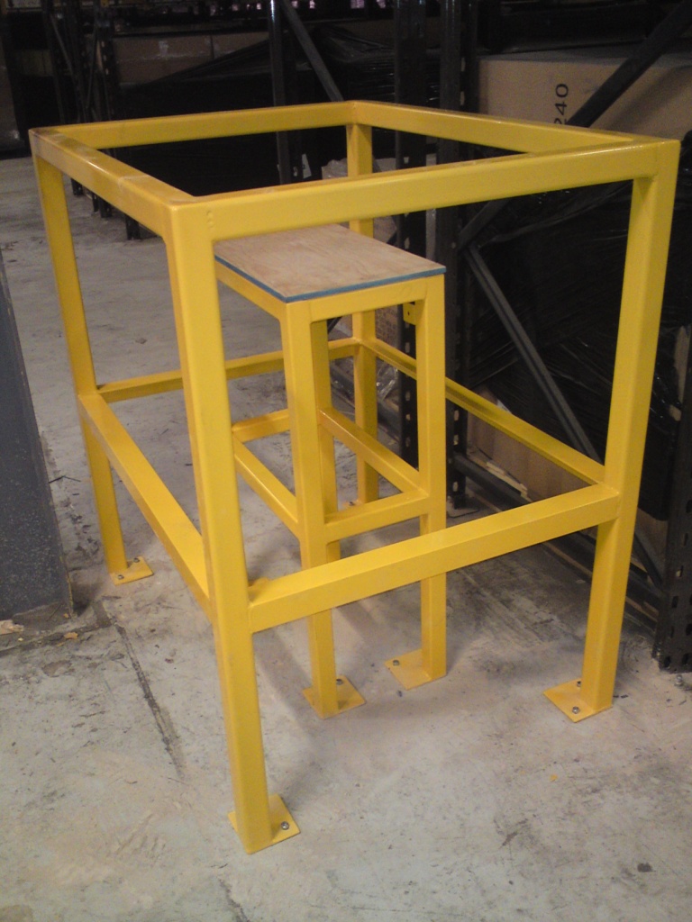 50 x 50 box section barrier, powder coated safety yellow